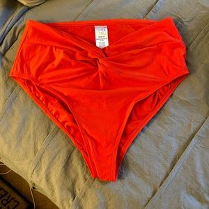 Red high waisted swimsuit bottoms